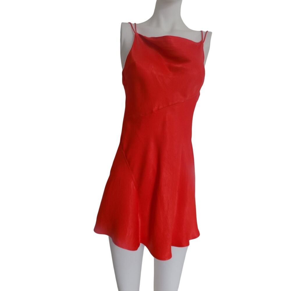 ZARA orange mini dress fit and flare skater size Medium
